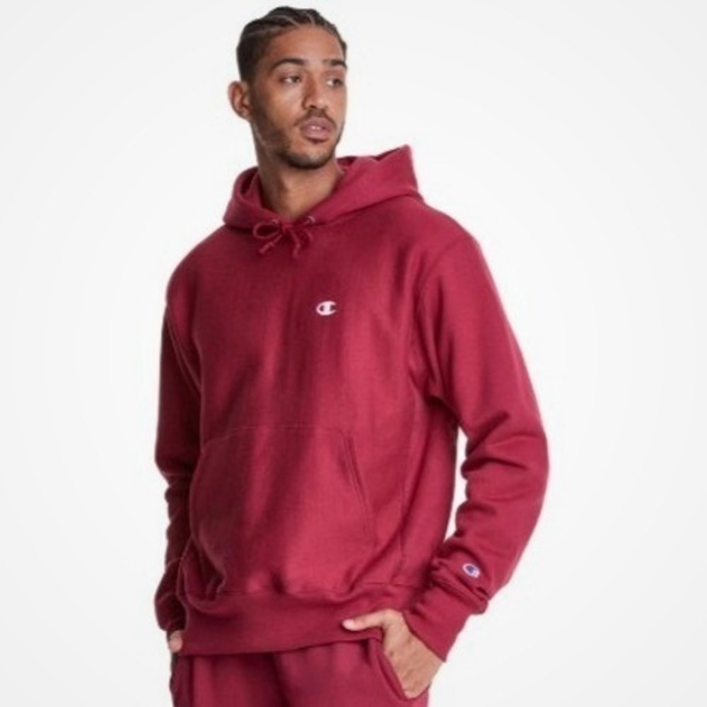 Champion Mens Reverse Weave Hoodie‎ Sweatshirt Size S Red Pullover Athletic Gym